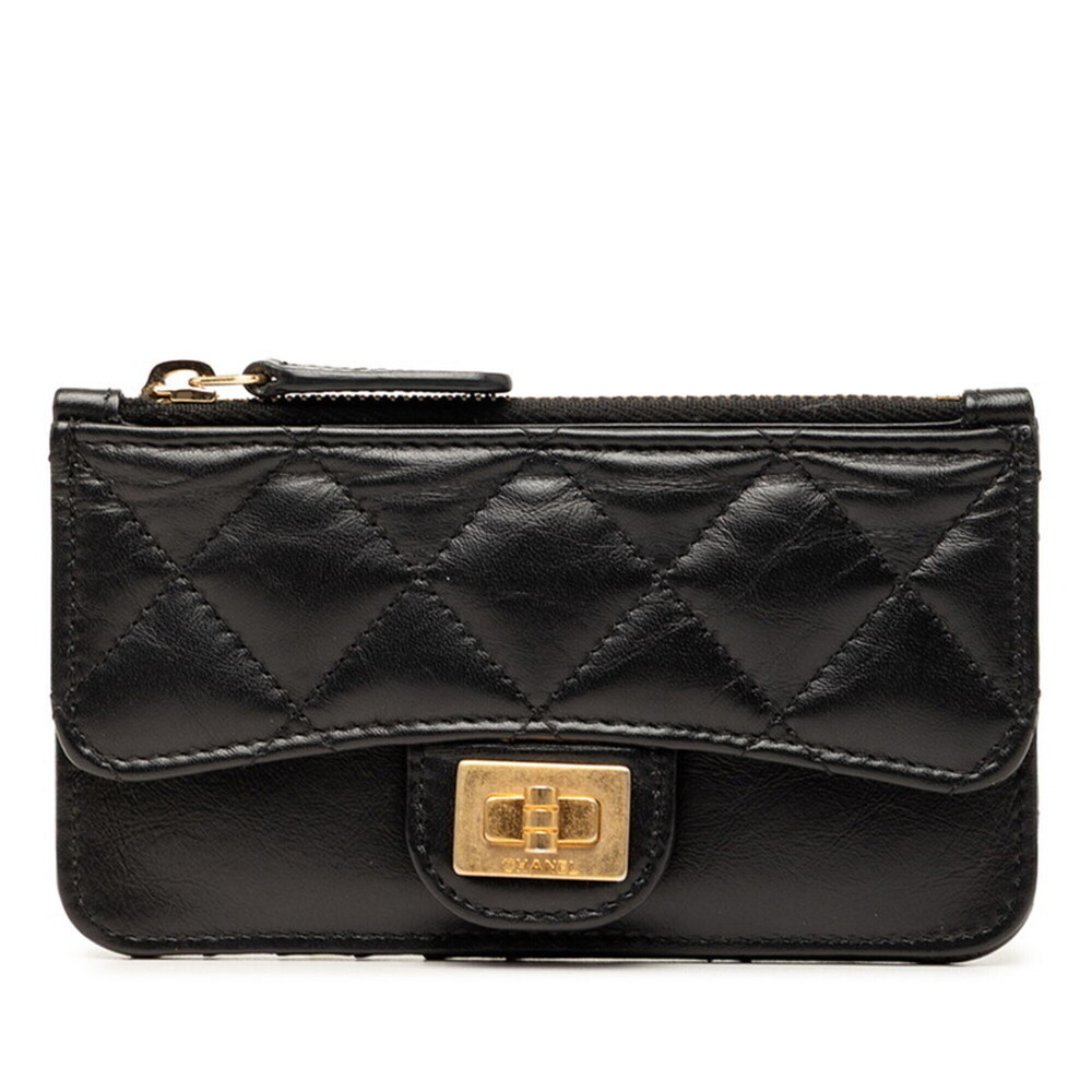CHANEL Authentic Black Lambskin Leather Wallet